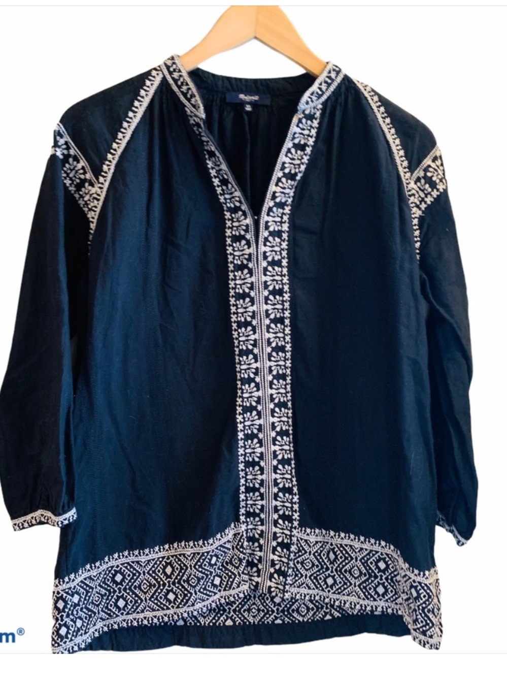 MADEWELL Camelia Embroidered Tassel Tunic Top